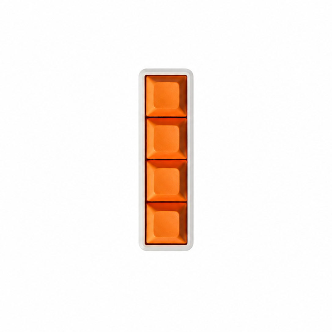 The Classic 4-key bar fidget with solid orange keycaps on a white base.
