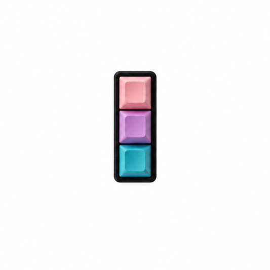 The Mini 3-key fidget in Daydream, with pink, lavender, and light blue keycaps and a black base.
