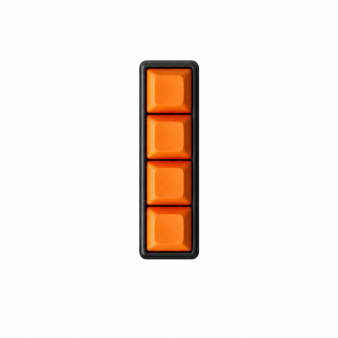 The Classic 4-key bar fidget with solid orange keycaps on a black base.