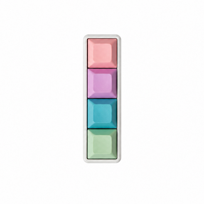 The Classic 4-key bar fidget with pink, lavender, light blue, and light green keycaps on a white base.