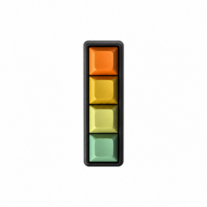 The Classic 4-key bar fidget with orange, yellow, light yellow, and light green keycaps on a black base.