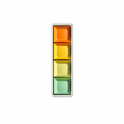 The Classic 4-key bar fidget with orange, yellow, light yellow, and light green keycaps on a white base.