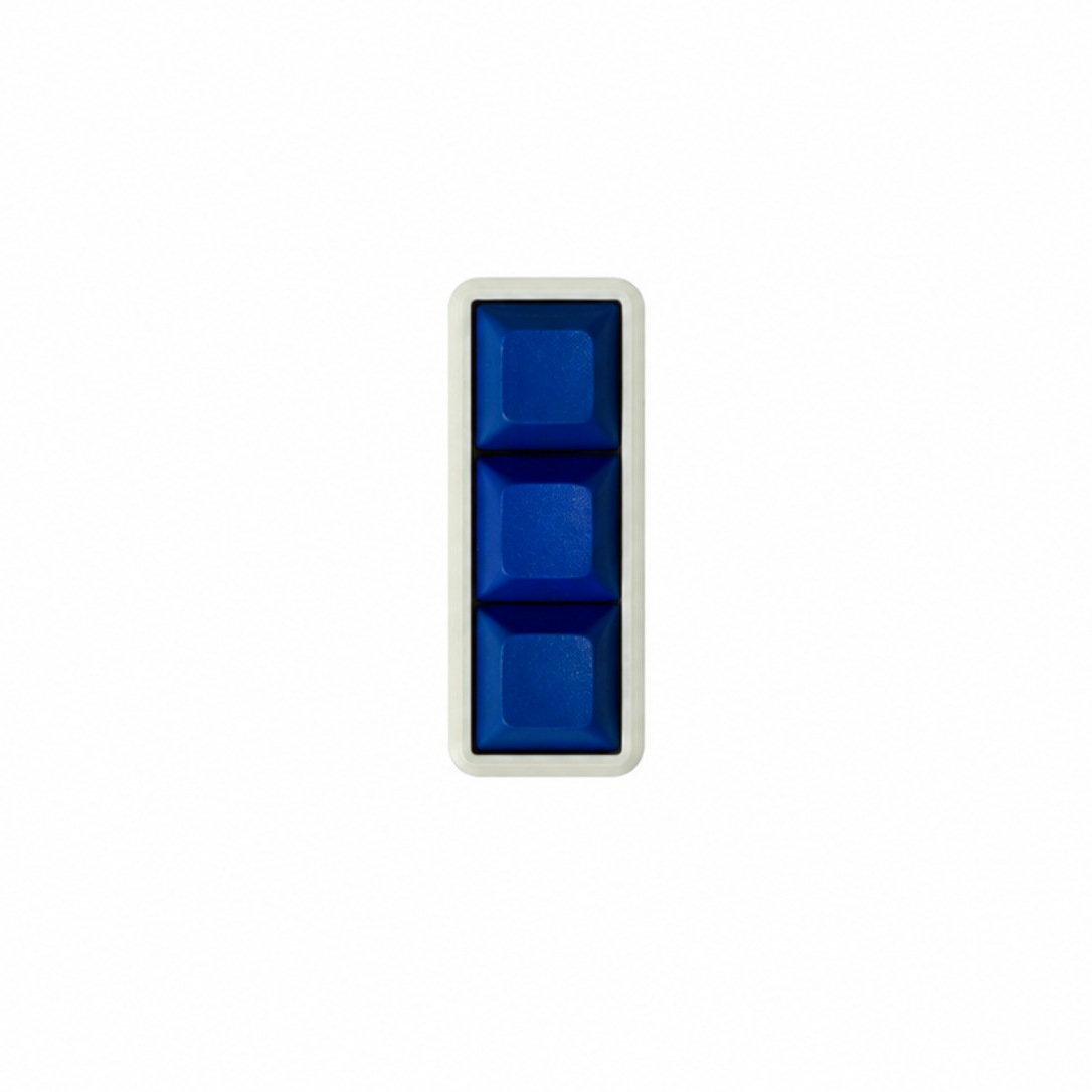 The Mini 3-key fidget with solid blue keycaps and a white base.