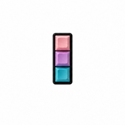 The Mini 3-key fidget in Daydream, with pink, lavender, and light blue keycaps and a black base.