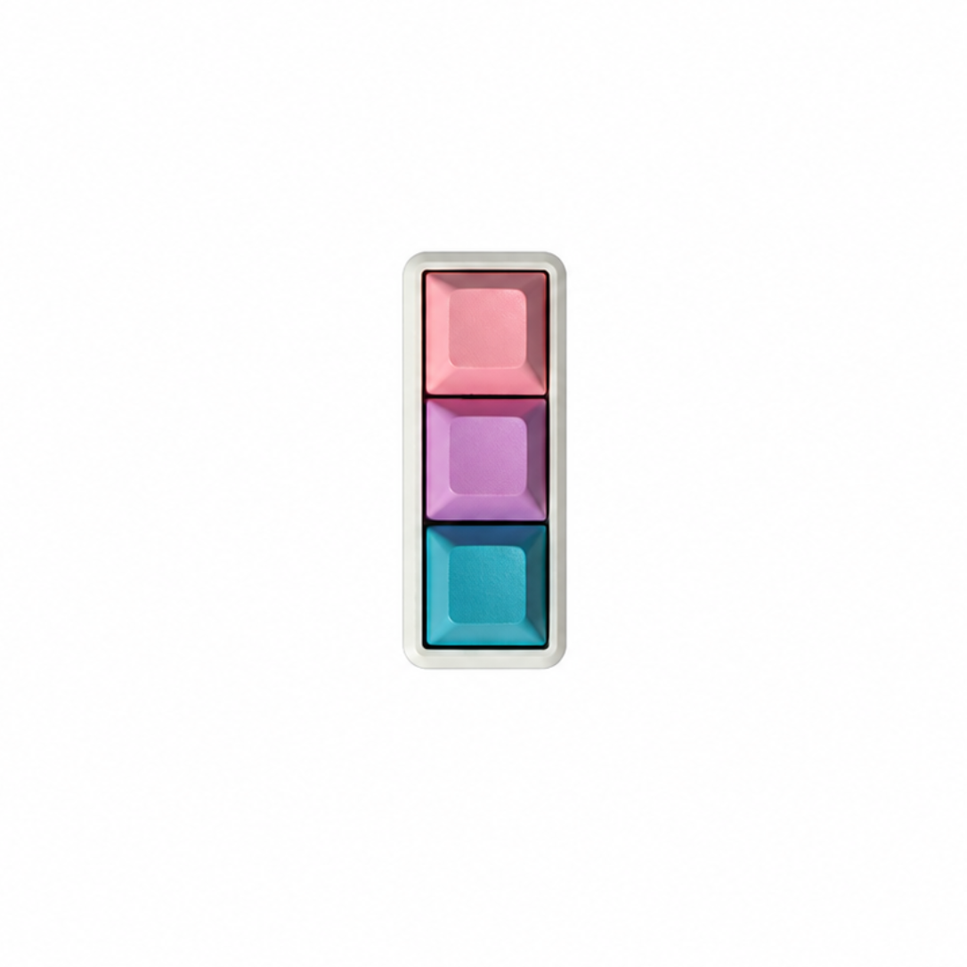 The Mini 3-key fidget in Daydream, with pink, lavender, and light blue keycaps and a white base.