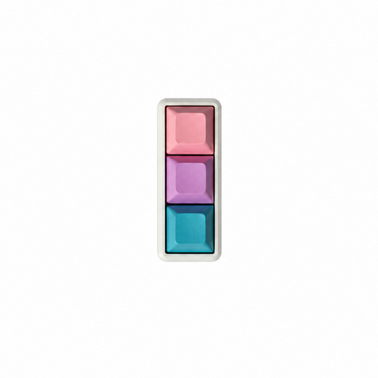 The Mini 3-key fidget in Daydream, with pink, lavender, and light blue keycaps and a white base.
