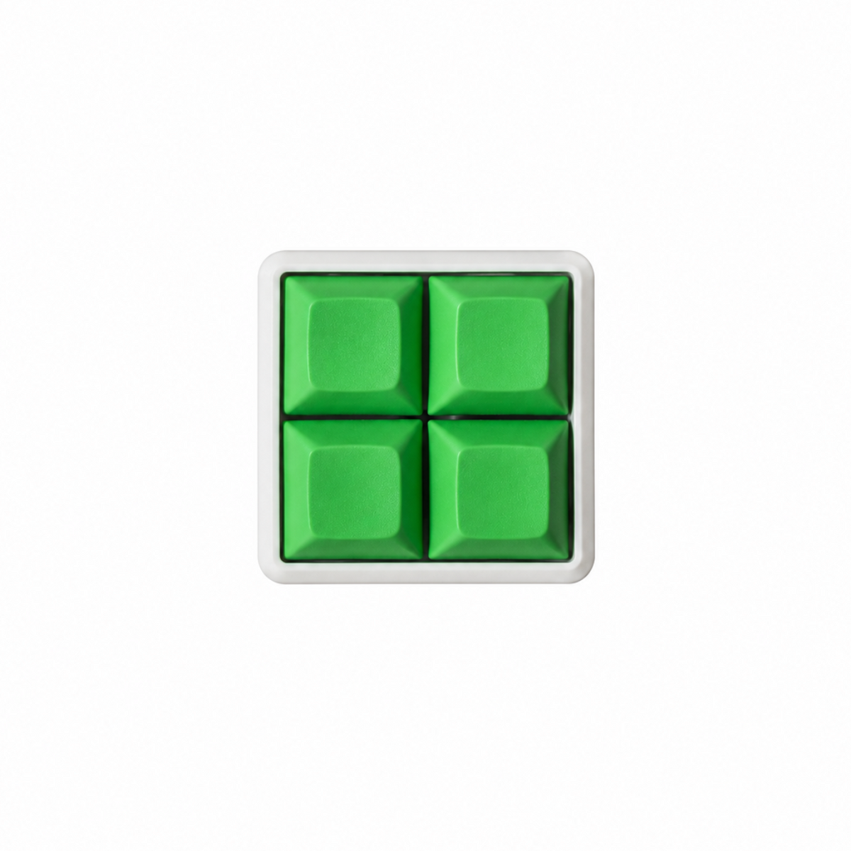 The Pocket 4-key square fidget with solid green keycaps on a white base.