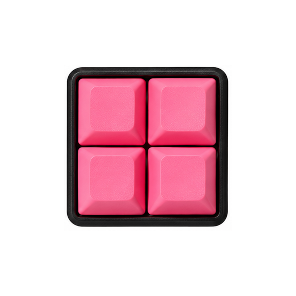 The Pocket 4-key square fidget with solid hot pink keycaps on a black base.