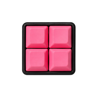 The Pocket 4-key square fidget with solid hot pink keycaps on a black base.