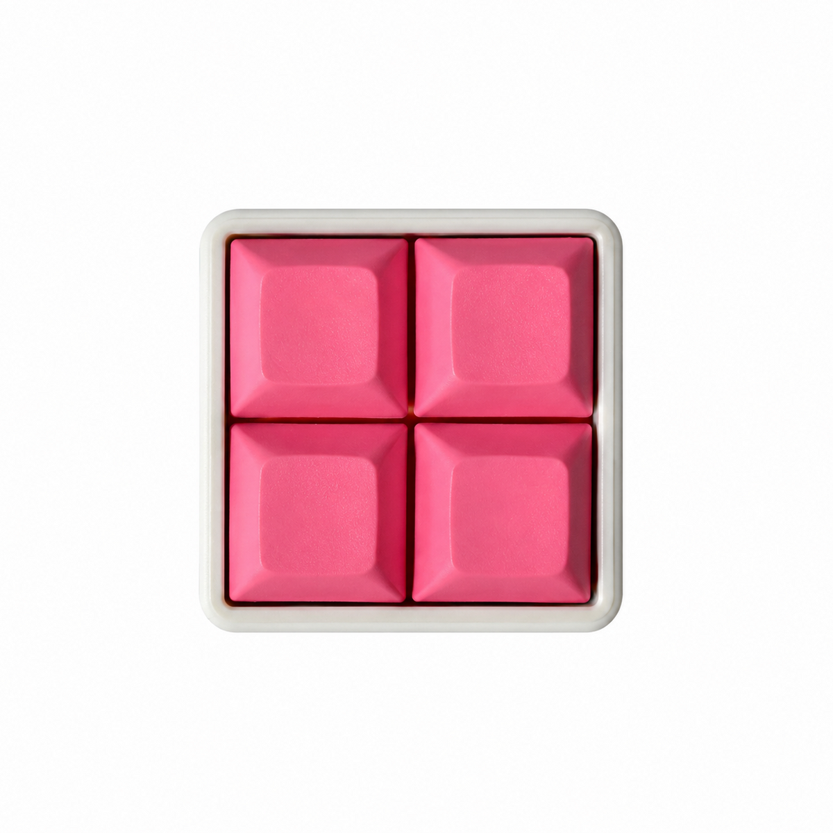The Pocket 4-key square fidget with solid hot pink keycaps on a white base.