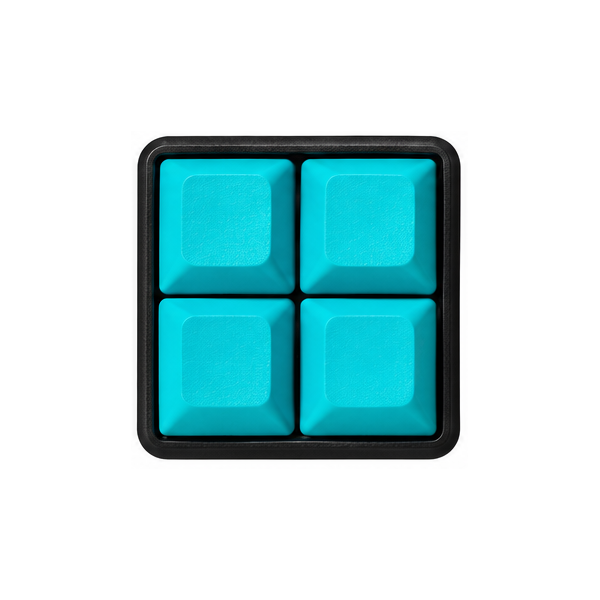 The Pocket 4-key square fidget with solid light blue keycaps on a black base.