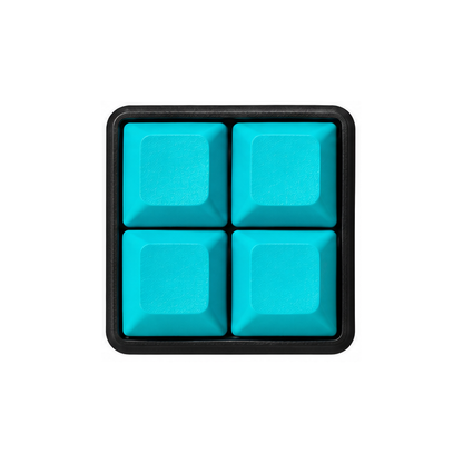 The Pocket 4-key square fidget with solid light blue keycaps on a black base.