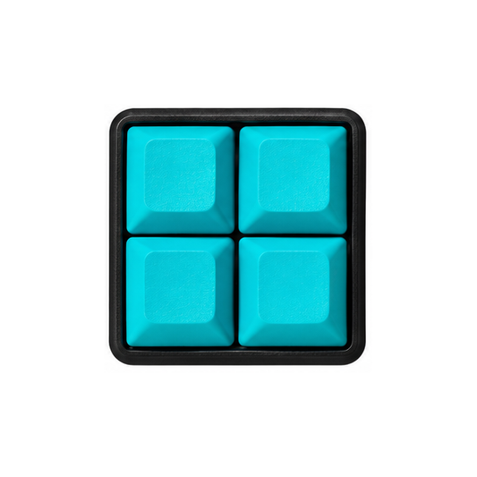 The Pocket 4-key square fidget with solid light blue keycaps on a black base.